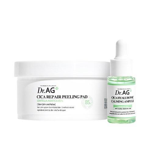 Dr.AG+ Cica Repair Peeling Pad 40p + Cica Hyaluronic Calming Ampoule 25ml SET